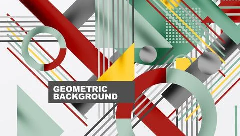 Abstract geometric composition. Lines, shapes intersect creating dynamic visual 스톡 일러스트