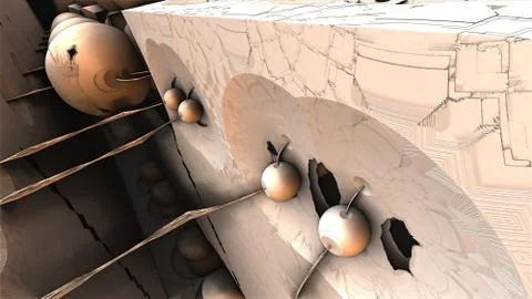 Abstract geometric composition made in 3d software Stock Illustration