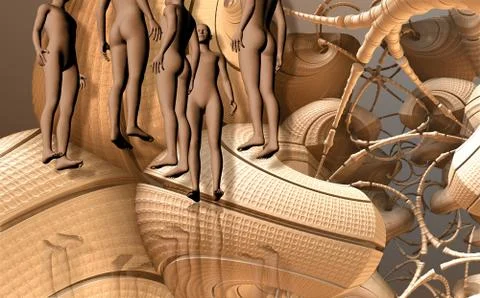 Abstract geometric composition made in 3d software Stock Illustration