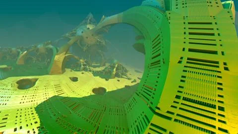 Abstract geometric composition made in 3d software Stock Illustration