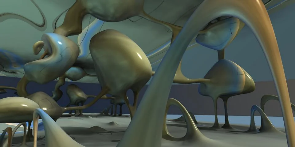 Abstract geometric composition made in 3d software Stock Illustration