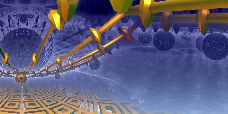 Abstract geometric composition made in 3d software Stock Illustration