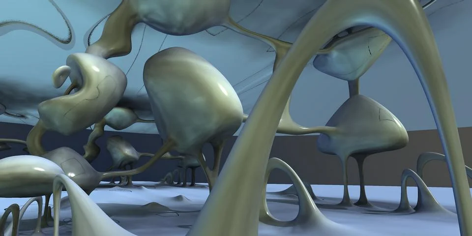 Abstract geometric composition made in 3d software Stock Illustration