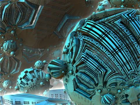 Abstract geometric composition made in 3d software Stock Illustration