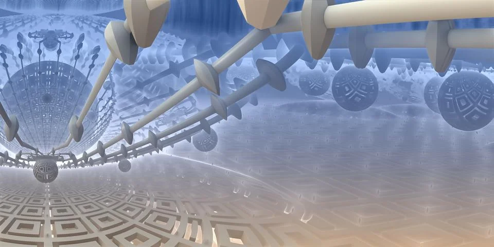 Abstract geometric composition made in 3d software Stock Illustration