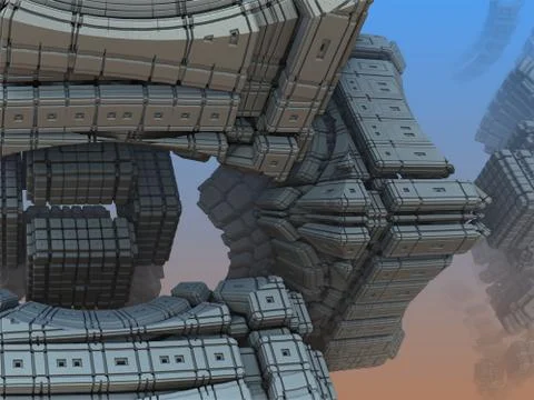 Abstract geometric composition made in 3d software Stock-Illustration