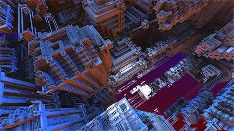 Abstract geometric composition made in 3d software Stock Illustration