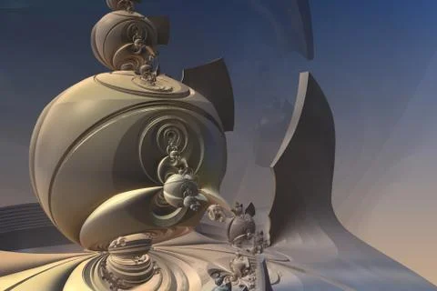 Abstract geometric composition made in 3d software Stock Illustration