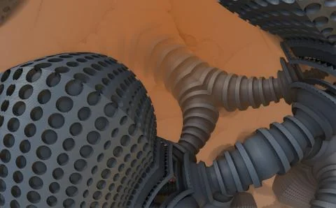 Abstract geometric composition made in 3d software Stock Illustration