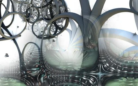 Abstract geometric composition made in 3d software Stock Illustration