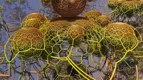 Abstract geometric composition made in 3d software Stock Illustration