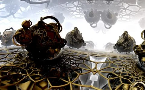 Abstract geometric composition made in 3d software Stock-Illustration