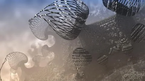 Abstract geometric composition made in 3d software Stock Illustration