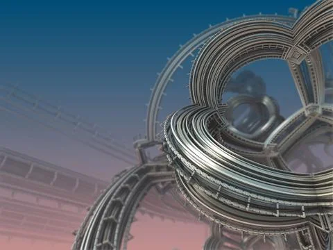 Abstract geometric composition made in 3d software Stock Illustration