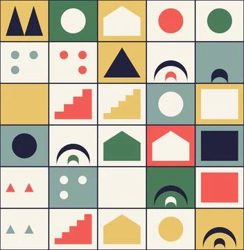 Abstract geometric composition with muted colors and varied shapes offers a.. Stock Illustration