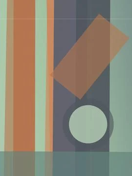 Abstract geometric composition with muted teal, peach, and slate shapes, cr.. Stock Illustration