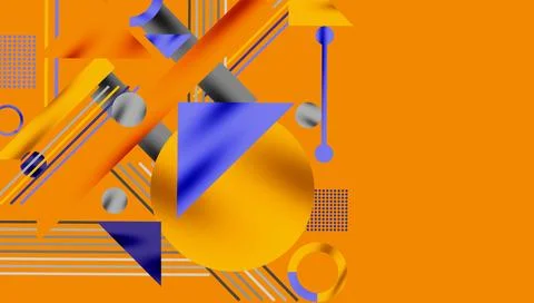 Abstract geometric composition. Orange background features intersecting Stock Illustration