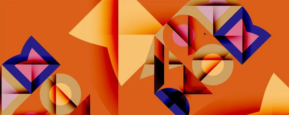 Abstract geometric composition. Orange background features overlapping 스톡 일러스트