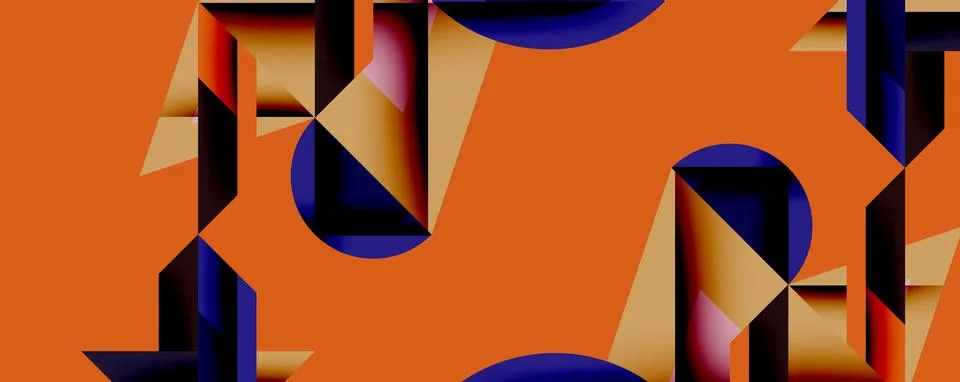 Abstract geometric composition. Orange background features intersecting Stock Illustration