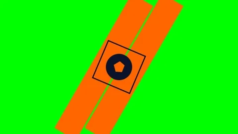 Abstract geometric composition with orange bars and a centered dark square Stock Footage 340903412