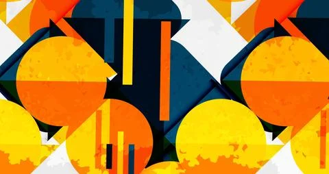 Abstract geometric composition. Orange, blue, white shapes overlap creating 库存插图