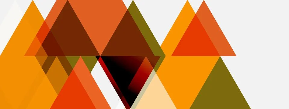 Abstract geometric composition. Orange, brown, beige triangles overlap creati Stock Illustration