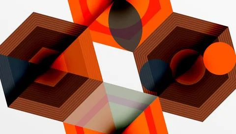 Abstract geometric composition. Orange, gray, blue shapes intersect. Lines 스톡 일러스트