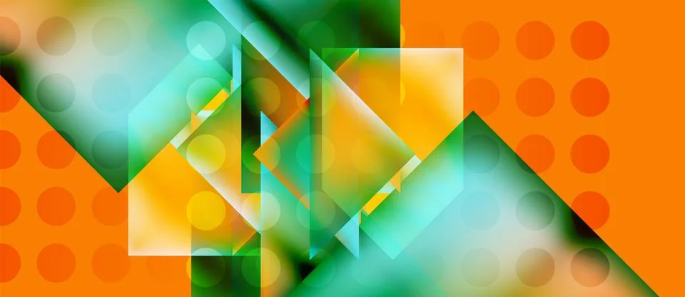 Abstract geometric composition. Orange, teal hues blend. Overlapping shapes Illustrazione stock