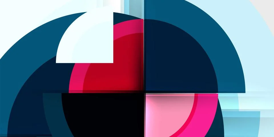 Abstract geometric composition. Overlapping arcs, rectangles create dynamic 스톡 일러스트