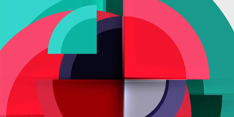 Abstract geometric composition. Overlapping arcs, rectangles create dynamic 스톡 일러스트