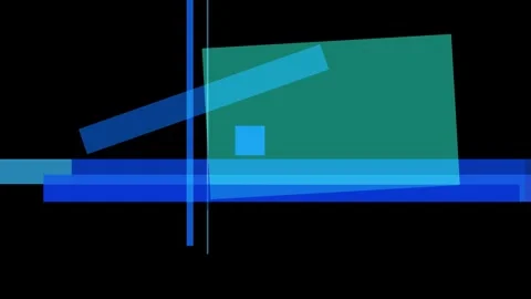 Abstract geometric composition with overlapping blue and teal rectangles on.. Stock Footage 335430911