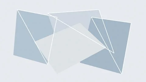 Abstract geometric composition with overlapping blue triangles and white co.. Stockillustratie