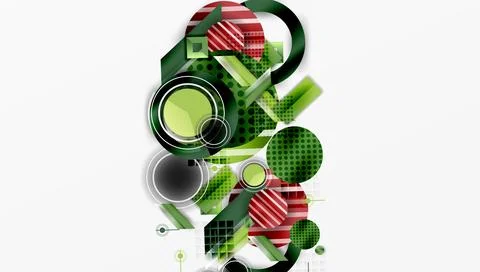 Abstract geometric composition. Overlapping circles, rectangles, lines create 스톡 일러스트