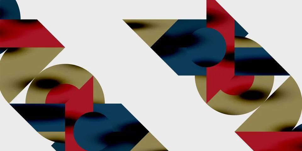 Abstract geometric composition. Overlapping circles, triangles, rectangles 스톡 일러스트