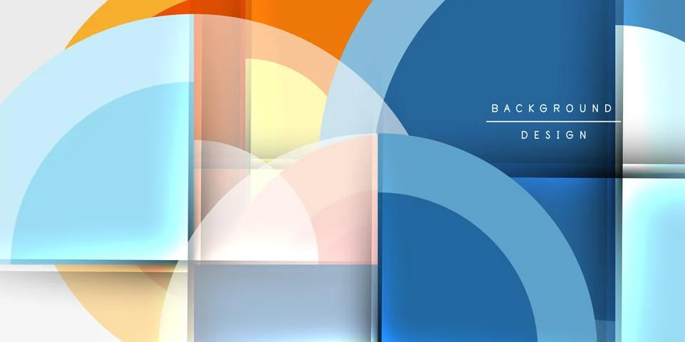 Abstract geometric composition. Overlapping circles, rectangles create dynamic 스톡 일러스트