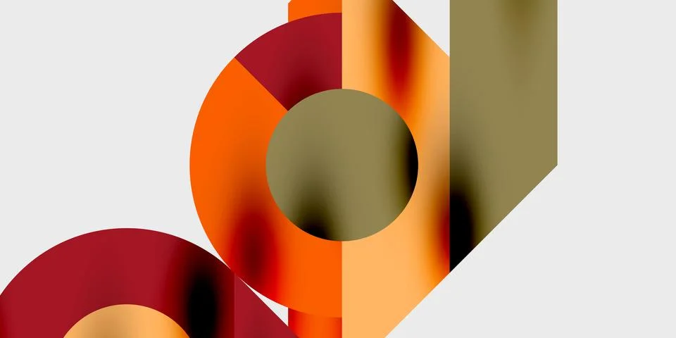 Abstract geometric composition. Overlapping circles, rectangles create dynamic Stockillustratie
