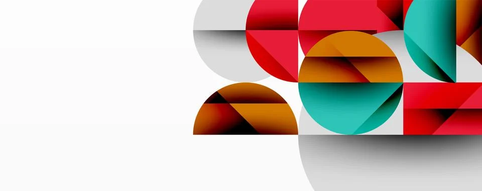 Abstract geometric composition. Overlapping circles, rectangles create dynamic 스톡 일러스트