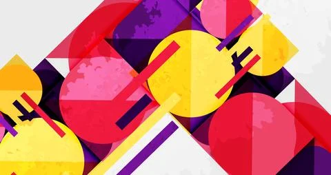 Abstract geometric composition. Overlapping circles, rectangles create dynamic 스톡 일러스트