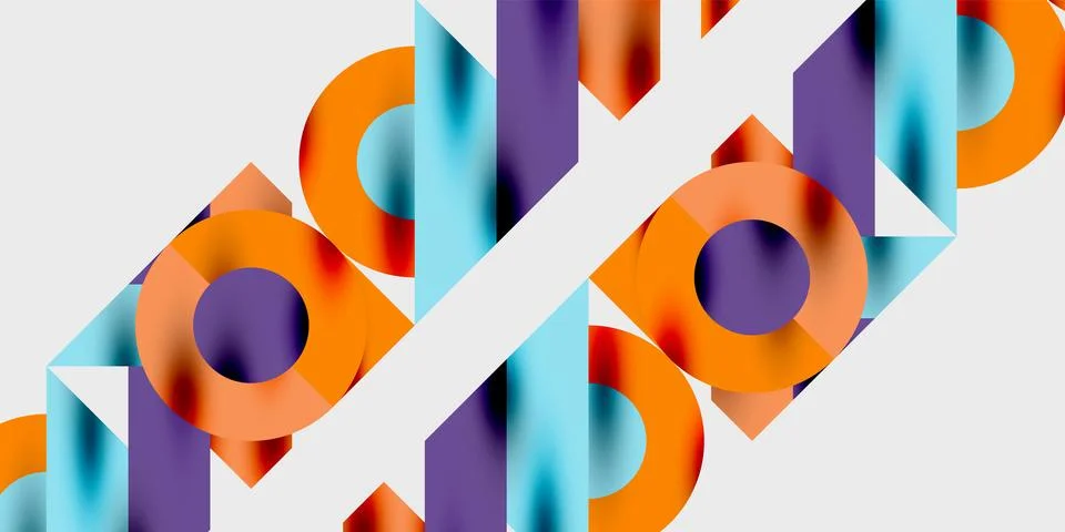 Abstract geometric composition. Overlapping circles, rectangles create dynamic 스톡 일러스트