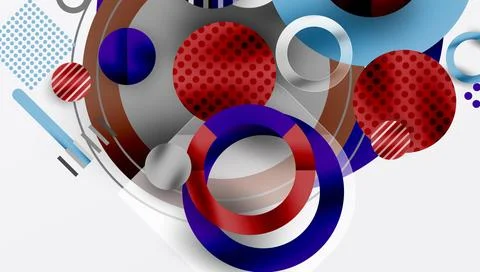 Abstract geometric composition. Overlapping circles, rectangles, lines create イラスト素材