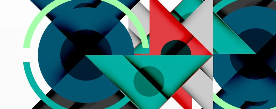 Abstract geometric composition. Overlapping circles, triangles, rectangles 스톡 일러스트