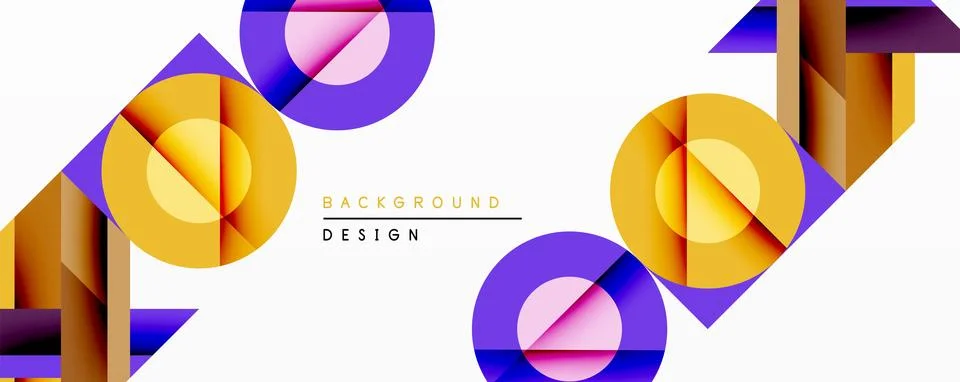 Abstract geometric composition. Overlapping circles, rectangles create dynamic Stock Illustration