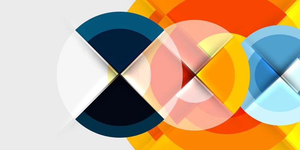Abstract geometric composition. Overlapping circles, rectangles create dynamic 스톡 일러스트