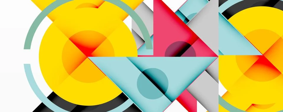 Abstract geometric composition. Overlapping circles, triangles, rectangles 스톡 일러스트