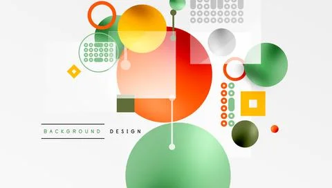 Abstract geometric composition. Overlapping circles, squares, rectangles create 스톡 일러스트