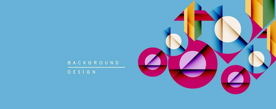 Abstract geometric composition. Overlapping circles, rectangles create dynamic Stock Illustration