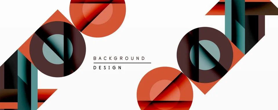 Abstract geometric composition. Overlapping circles, rectangles create dynamic 스톡 일러스트