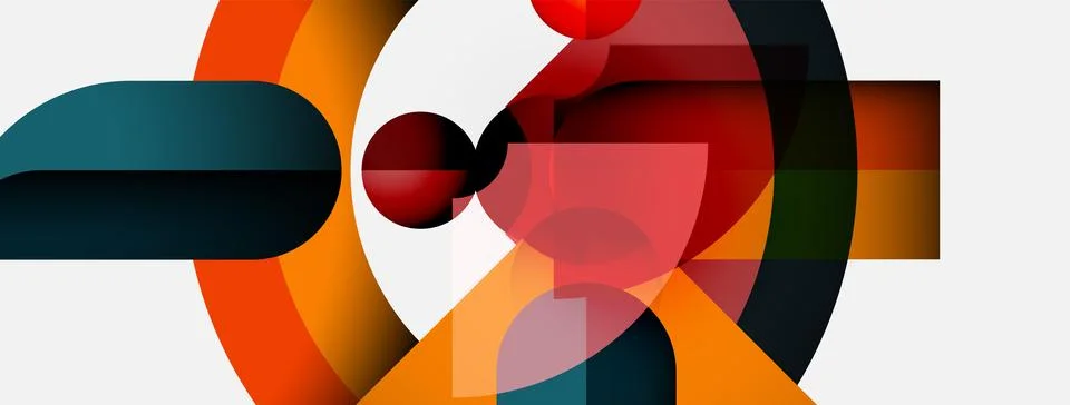 Abstract geometric composition. Overlapping circles, rectangles create dynamic 스톡 일러스트