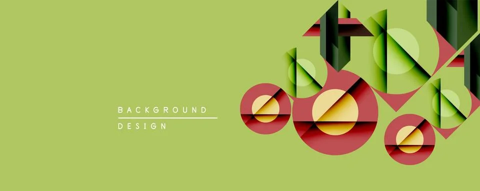 Abstract geometric composition. Overlapping circles, rectangles create layered Stock Illustration
