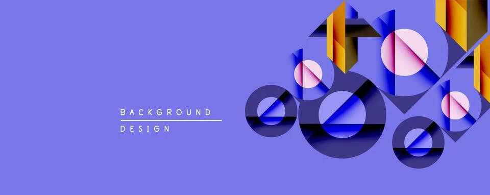 Abstract geometric composition. Overlapping circles, rectangles create dynamic Stock Illustration